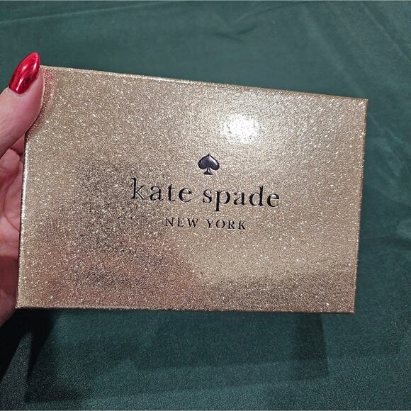 NIB Kate Spade Medium Boxed Glitter Compact Bifold Wallet in Black - Picture 5 of 15